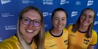 Foto: DSB / Das deutsche Recurve-Trio der Frauen bei den World University Games Rhein-Ruhr: Regina Kellerer, Johanna Klinger und Clea Reisenweber (v.l.).