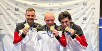 Foto: DSB / V.l.: Louis Fürst, Marius Klöckers und Simon Eiglsperger gewannen mit deutschem Rekord den EM-Titel mit der 30m-Armbrust.