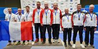 Foto: FFTir / Bernhard Krebs, Robin Bosch und Karl-Ernst Weissmann gewannen im Teamwettbewerb Bronze hinter den siegreichen Kroaten und den Franzosen.