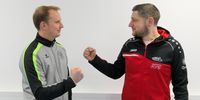 Foto: DSB / Aaron Sauter (links) und Christian Freckmann sind beim Bundesligafinale mit ihren Teams Kriftel und Waldenburg Gegner.