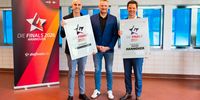 Foto: City-Press Berlin / Hannovers Oberbürgermeister Belit Onay, Hagen Boßdorf, Geschäftsführer der Finals GmbH, und Regiontspräsident Steffen Krach (v.l.) freuen sich auf Die Finals 2026 in der niedersächsischen Landeshauptstadt.