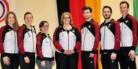 Foto: Brüssel / Das EM-Team Luftpistole der Erwachsenen v.l.: Doreen Vennekamp, Sandra Reitz, Teresa Walther, Bundestrainerin Claudia Verdicchio-Krause, Robin Walter, David Probst und Paul Fröhlich.