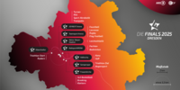 Grafik: Die Finals / Die Sportstätten bei Die Finals 2025 in Dresden mit der Traumkulisse Semperoper für die Bogensportler.