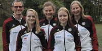 Foto: Harald Strier / Co-Trainer Helmut Hoffmann, Larissa Weindorf, Hannah Wehren, Nele Stark und Bundestrainerin Claudia Kulla freuen sich auf die EM.