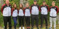 Foto: DSB / Das DSB-Trapteam v.l.: Bundestrainer Uwe Möller, Nadine Halwax, Lena Hubbermann, Patricia Dannler, Malte Schnieders, Jonathan Simon, Marius John.