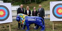 Foto: DSB / Vor Ort beim Treffen zwischen Sportvereinen und Politik; (von links) Jörg Brokamp, Nancy Faeser, Patricia Eck, Gert-Uwe Mende.