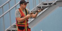 Foto: DSB / Sven Korte liegt nach Teil eins der Skeet-Qualifikation auf Finalkurs. 