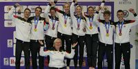 Foto: DSB / Jubelbild der Target Sprinter mit der sensationellen Ausbeute von vier WM-Titeln und insgesamt sieben WM-Medaillen in den Einzelrennen.