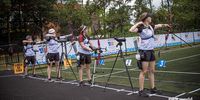 Foto: World Archery: Im Team sehr erfolgreich! Die DSB-Frauen v.l. Michelle Kroppen, Lisa Unruh, Elisa Tartler und Charline Schwarz schossen sich zu Bronze.