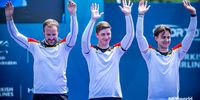 Foto: World Archery / Eine starke Turnierleistung mit Silber belohnt: Florian Unruh, Jonathan Vetter und Moritz Wieser.