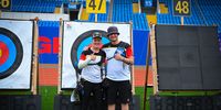Foto: World Archery / Schießen am Sonntag um Bronze im Mixed: Michelle Kroppen und Leon Zemella.