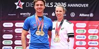 Foto: Eckhard Frerichs / König und Königin von Hannover: Recuver Moritz Wieser und Compounderin Marie Marquardt gewannen bei Die Finals je zwei Goldmedaillen.