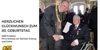 Foto: DSB / DSB-Präsident Hans-Heinrich von Schönfels gratulierte Prinz Andreas von Sachsen-Coburg und Gotha natürlich auch zum 80. Geburtstag.
