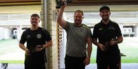 Foto: DSB / Bei der Deutschen Meisterschaft siegte Oliver Geis vor Fabian Otto (links) und Emanuel Müller mit der Schnellfeuerpistole. Bei der WM-Qualifikation greift das Trio abermals zur Waffe. 