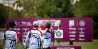 Foto: Türkischer Bogensportverband / Sicherten sich in souveräner Manier Gold im Teamwettbewerb: Mathias Kramer, Jonathan Vetter und Moritz Wieser (v.l.).
