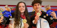 Foto: DSB / Die neuen Junioren-Europameister im Mixed mit der Luftpistole: Vanessa Seeger und Eduar Baumeister.