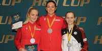 Foto: BSSB / Starke Dritte hinter den Norwegerinnen Milda Haugen und Jeanette Duestad wurde Larissa Weindorf (v.l.).